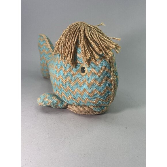 Rustic Burlap Sperm Whale Statue Moby Dick Sculpture Coastal Nautical Decor - Picture 2 of 6